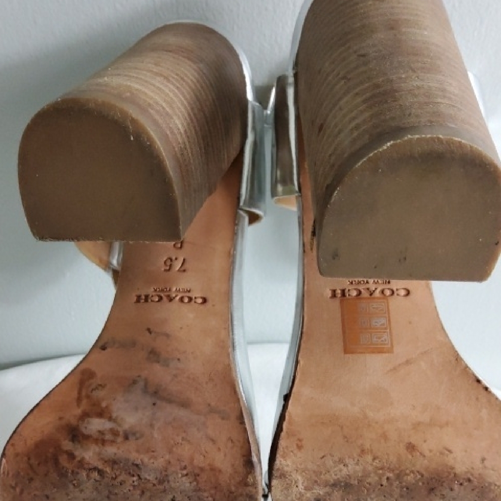 Coach Silver Block Heel Sandals - Picture 8 of 12